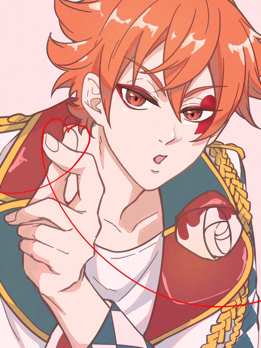 1boy male focus solo orange hair heart red eyes looking at viewer  illustration images