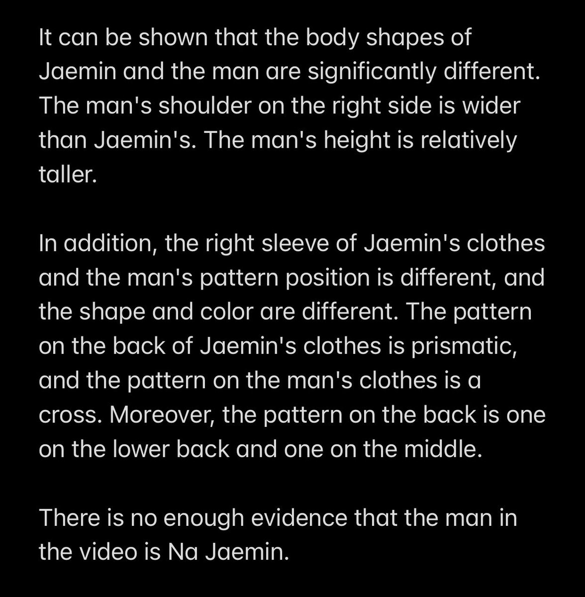 nana_fish813's tweet photo. ㄴㅈㅁ 나재민 ジェミン
The attached picture compares Na Jaemin and the man in the video. Please see the second picture for details.
There is no enough evidence that the man in the video is Na Jaemin. He deserves our trust. https://t.co/gUMutwfbay