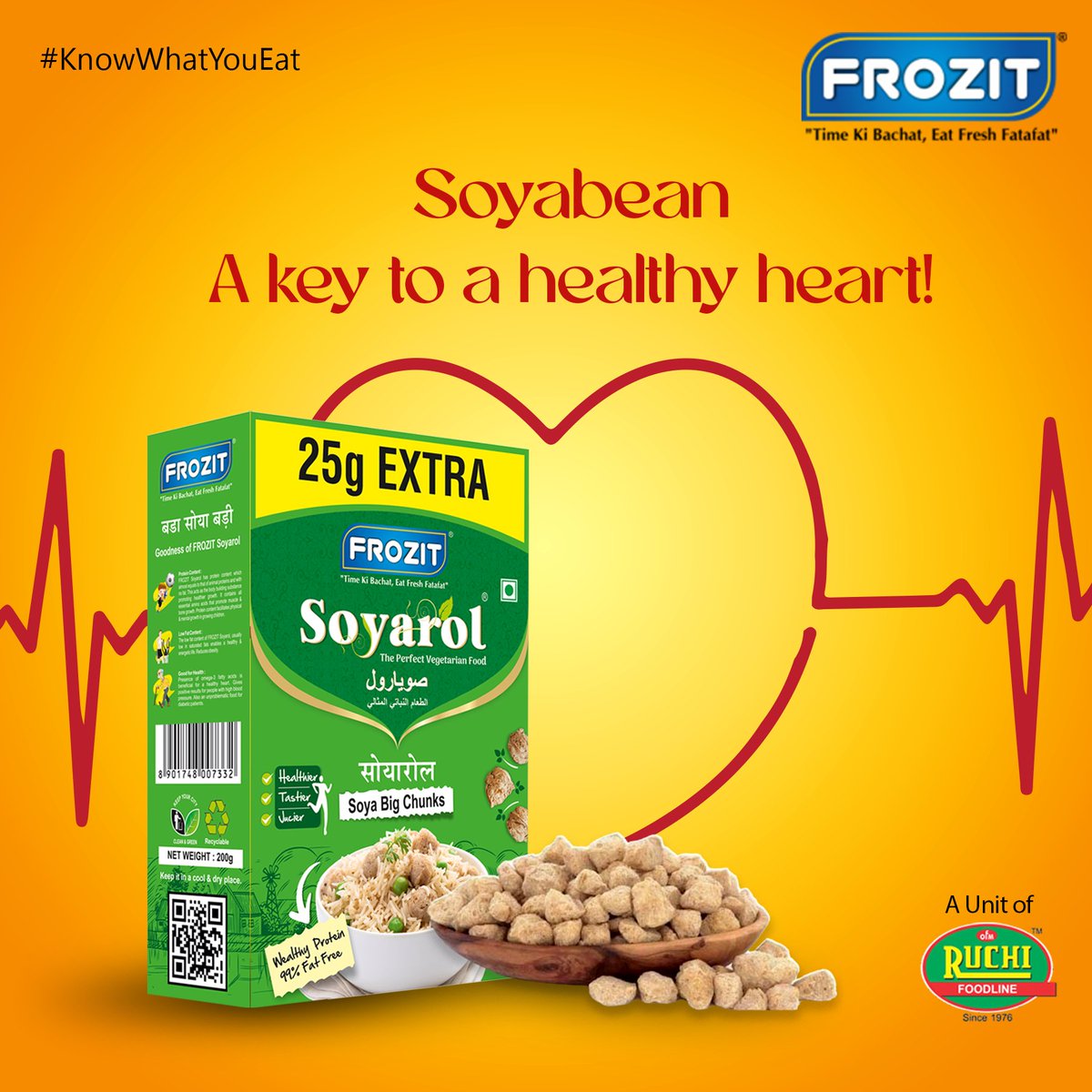 Unlock the secret to a strong and healthy heart with the power of Soya beans! 

Nourish your body and enjoy the benefits of a food that will make you feel good from the inside.

#KnowWhatYouEat #Soyabean #HealthyFood #HeartHealth #Frozit #RuchiFoodline #PremiumProducts #Delicious