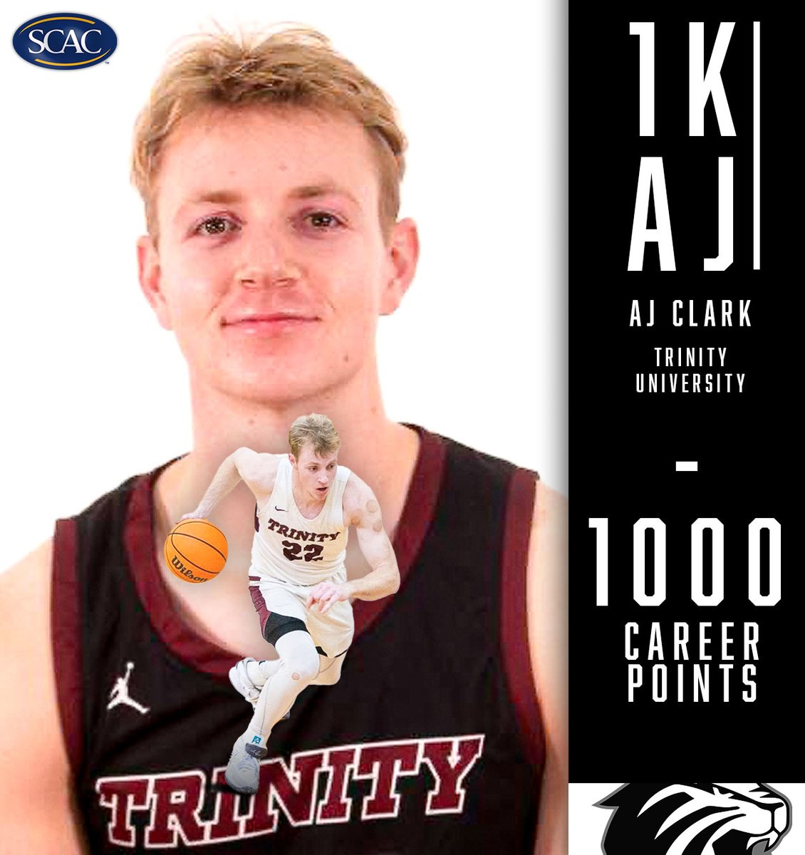 🚨#SCACMBB | AJ Clark of 
@TrinityUTigers broke the 1000 career-points mark tonight as the Tigers lock in their second place #SCAC finish!