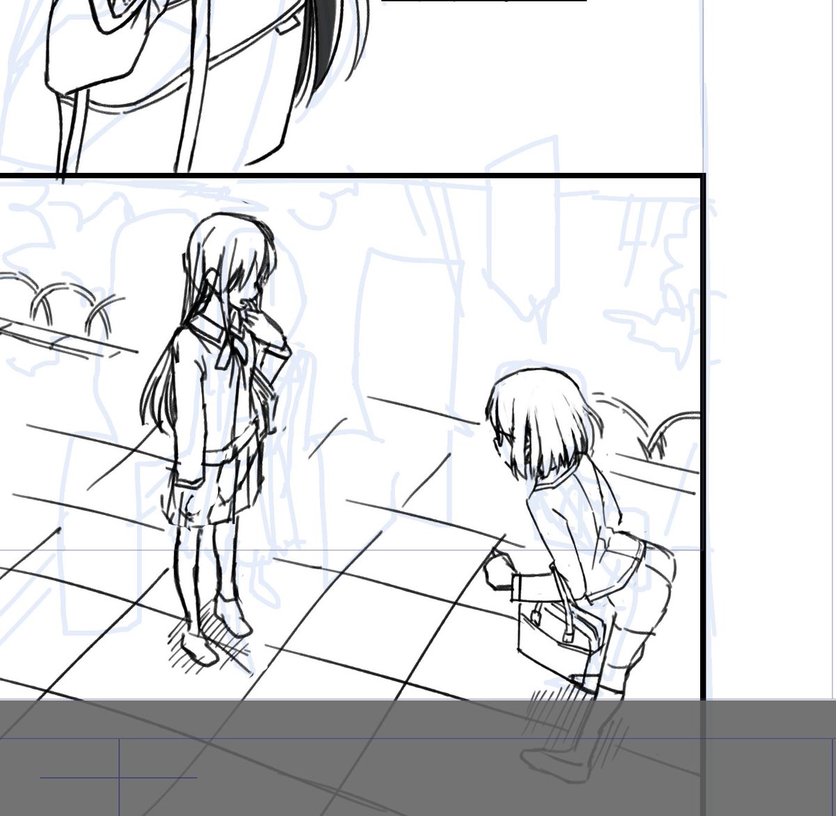 スカート描く前の下書きが、履き忘れた人みたいになった。 