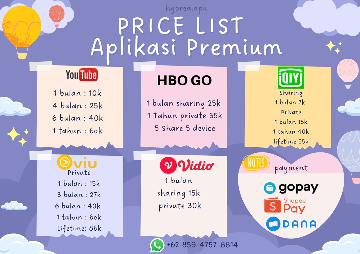 Halo all
Aku open aplikasi premium

ready NETFLIX, DISNEY+ HOTSTAR, YOUTUBE PREM, CANVA, HBO GO, SPOTIFY, WE TV, VIU, VIDIO, IQIYI, IFLIX, DLL

💌 Dm for order
#zonajajan #zonauang #zonaba