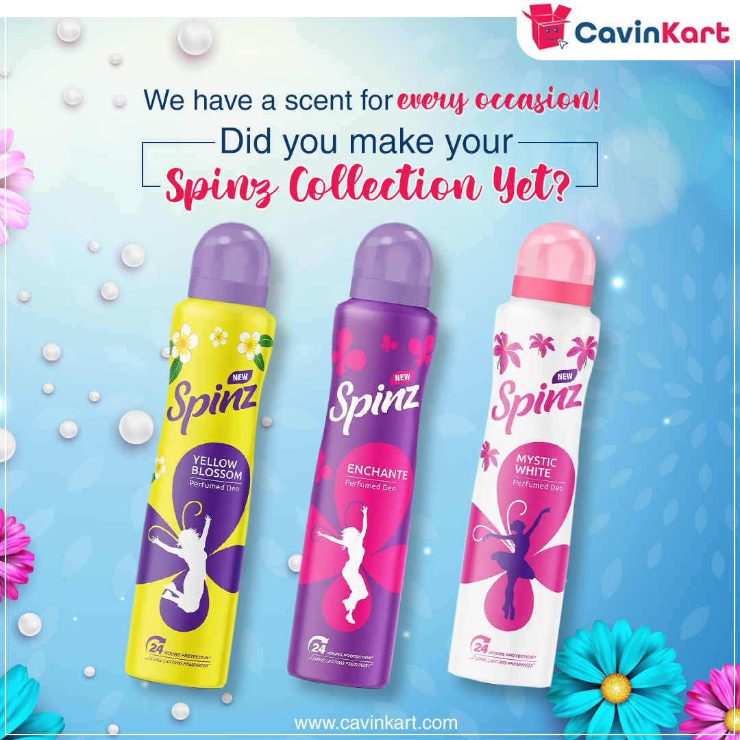 CavinKart's tweet image. No matter what the occasion, we have you covered with a scent to match!
You can find a Spinz to match every mood, every day, and every emotion.
Checkout the exclusive range of Spinz Deodrants at Cavinkart and make your own collection!!
#CavinKart #Spinz #Deos #SpinzYourWorld