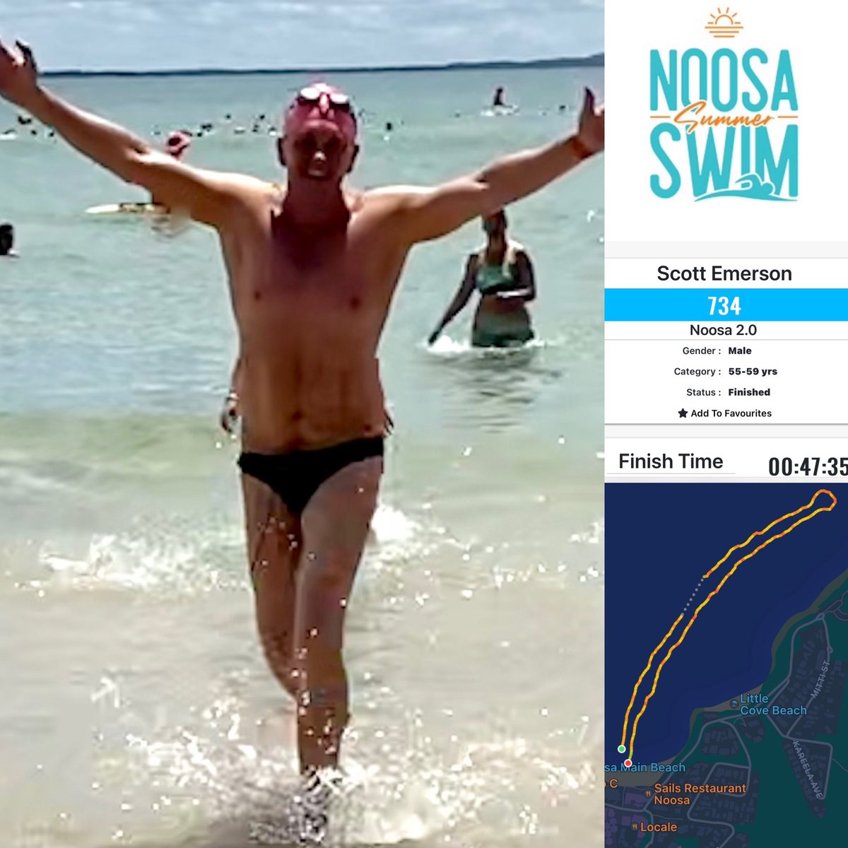 Great to have completed my first 2km open water event at the Noosa Summer Swim today - finished in the bottom half of the pack but a good first milestone ahead of the 4.5km swim from Europe to Asia across the Hellespont in August!
