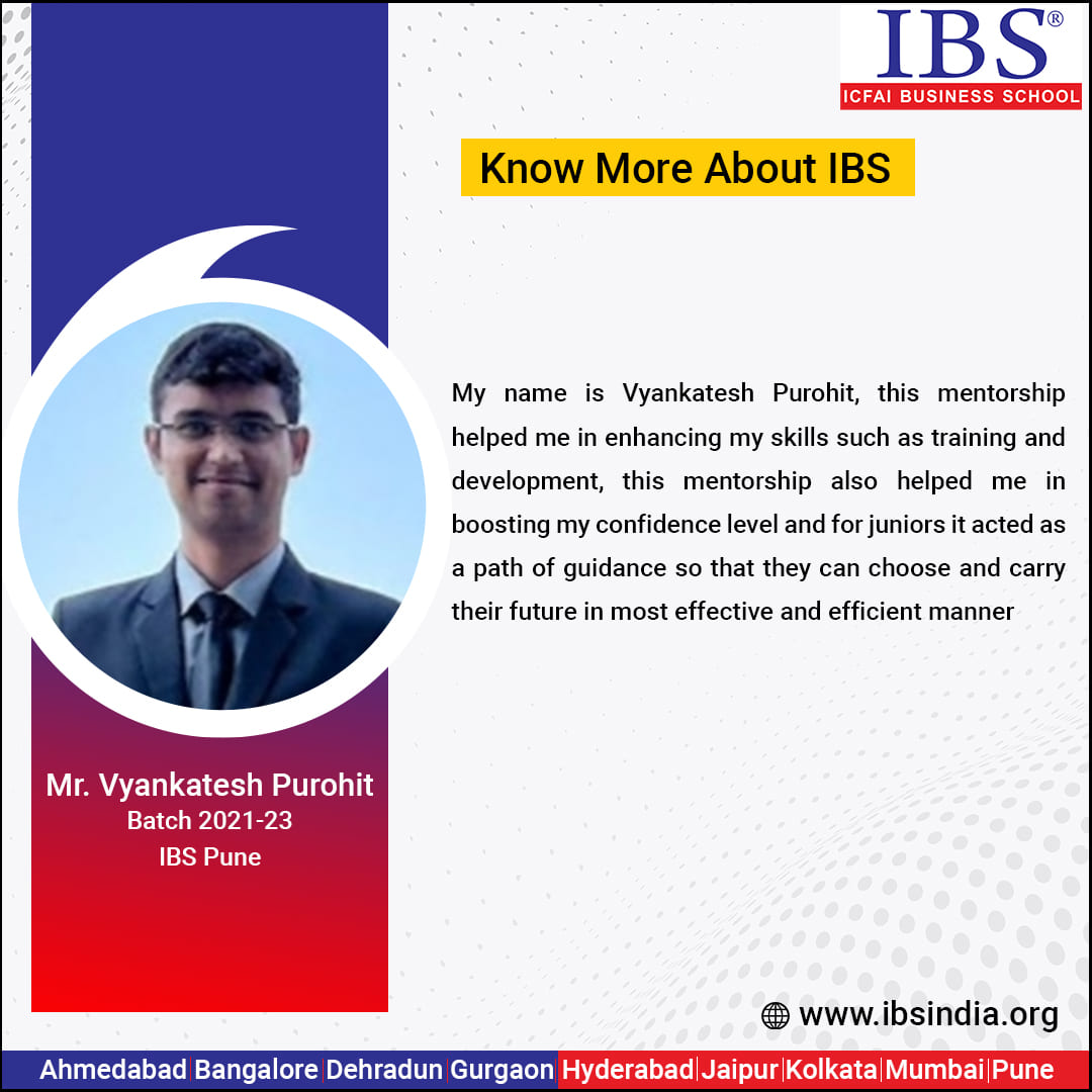 RT @IBSIndia1: Know more about IBS Pune. Mr. Vyankatesh Purohit Batch 2021-23.
#IBSPune #ICFAI #College #Placements #Growth #Businessleaders #Education ibsindia.org