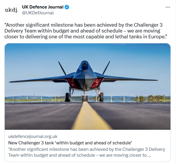 DaveyBoi73's tweet photo. @UKDefJournal That new stealth paint works a treat, I would never have guessed this was a tank. 😂 Them boffins at @RAF_Luton #LARPA are a special breed. https://t.co/IKuDKtAptb