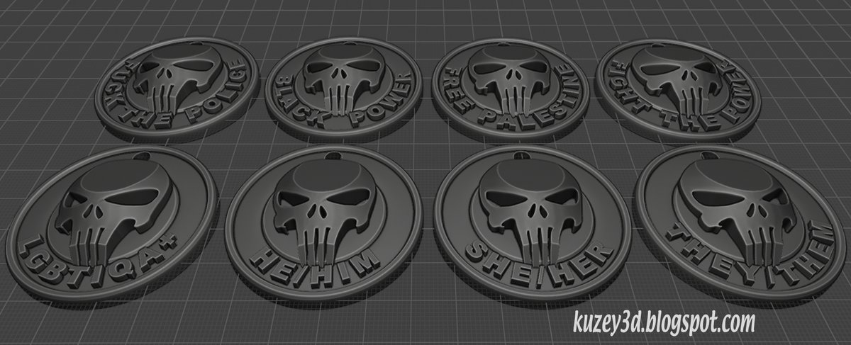 kuzey3d's tweet image. I did my first #spout, is that the correct term?

Anyway, It was the leftist #punisher keyrings, they do look good though lols #blender #3d #3Dprinting #Spoutible