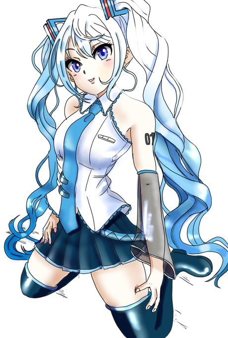 初音ミクをオリジナルで描いてみました #初音ミク #イラスト #太ももは太いから太ももっていうんだよ  