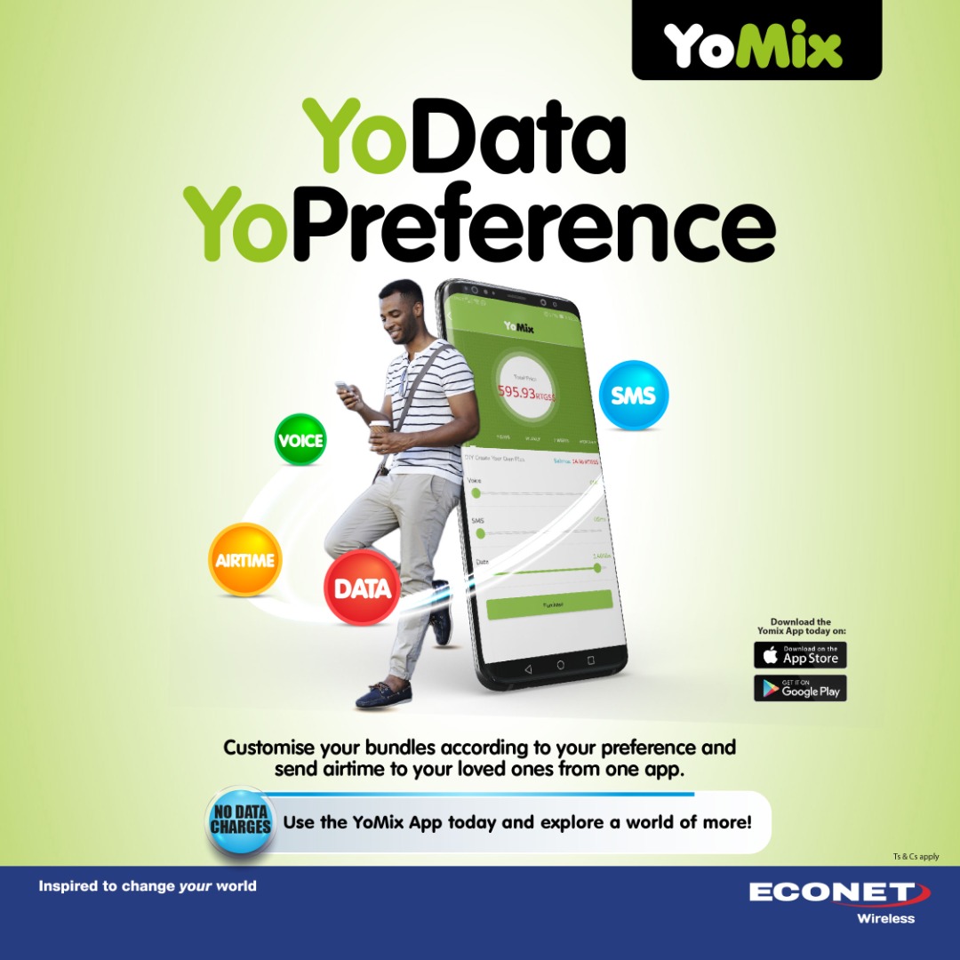 econetzimbabwe's tweet photo. Yo Data, Yo Preference 😎
Download & Register on the YoMix App and customise your bundle according to your preference.
YoMix your choice.
#YoData_YoPreference https://t.co/5HGVm7kEen