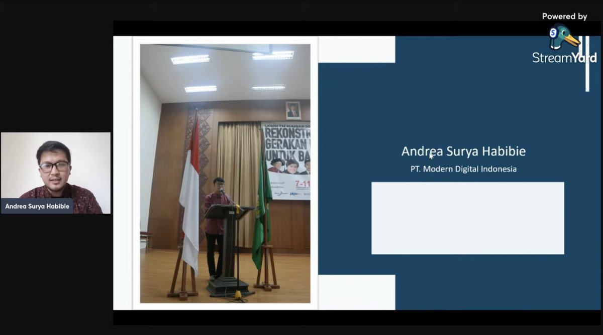 FlutterIDN's tweet photo. Pembicara selanjutnya ada mas Andrea Surya Habibie yang akan ngomongin tentang Flutter Forward Recap! https://t.co/xBvRK9jRnJ