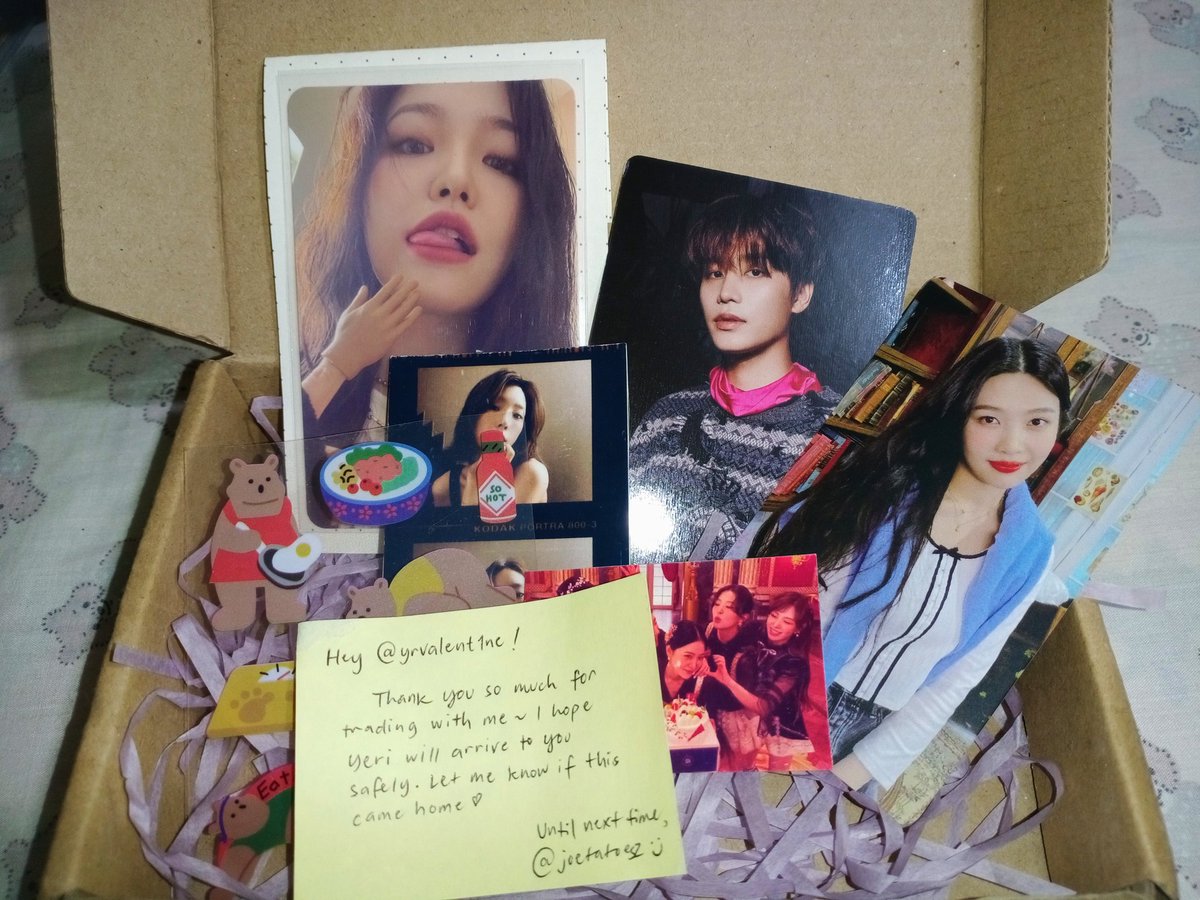 yrvalent1ne's tweet photo. [ #yrvlmails ✉️✨]
     ➸ from @joetatoesz ♡

hi! thank you so much for trading with me! yeri arrived to me safely and i hope seulgi will as well. thanks for the smooth transaction and the freebies! and lastly, thank u for trusting me 💛 https://t.co/ae89OjMcnC