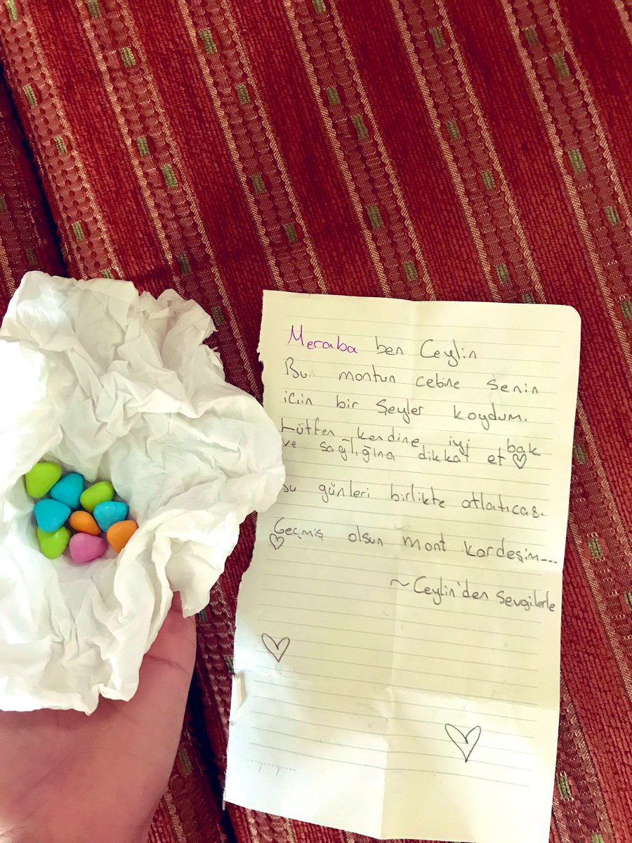 Güzel yürekli Ceylin. Mont kardeşin gayet iyi. Merhamet dolu kalbine ve ailene selam..