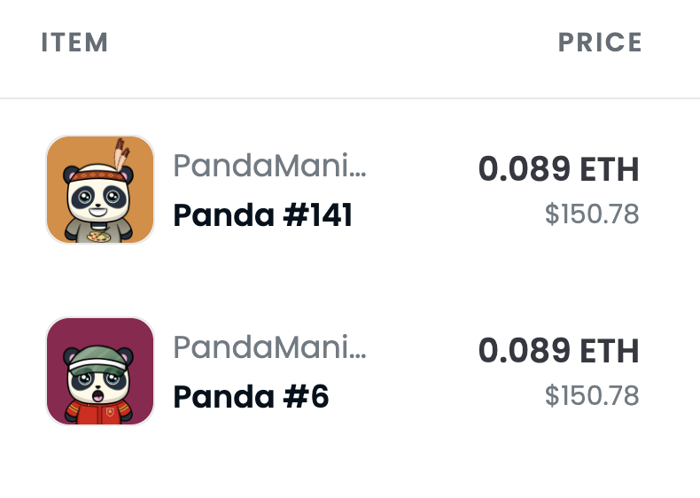 PandaMania_NFT's tweet photo. 🐼PANDA # 6 & 141🐼
SOLD🎉
Price: 0.089 ETH😁
PANDA FLOOR: 0.09 ETH🔥⬆️
Best collection OFFER: 0.057 WETH👀
https://t.co/mzCBzDcEU1
#NFTCommunity #NFT #NFTs #nftsale #PandaManiaNFT #ETH #travel #health #fitness #ecommerce #prosper #SaveThePandas #Value #RealUtilities #panda https://t.co/ajIciUohqz