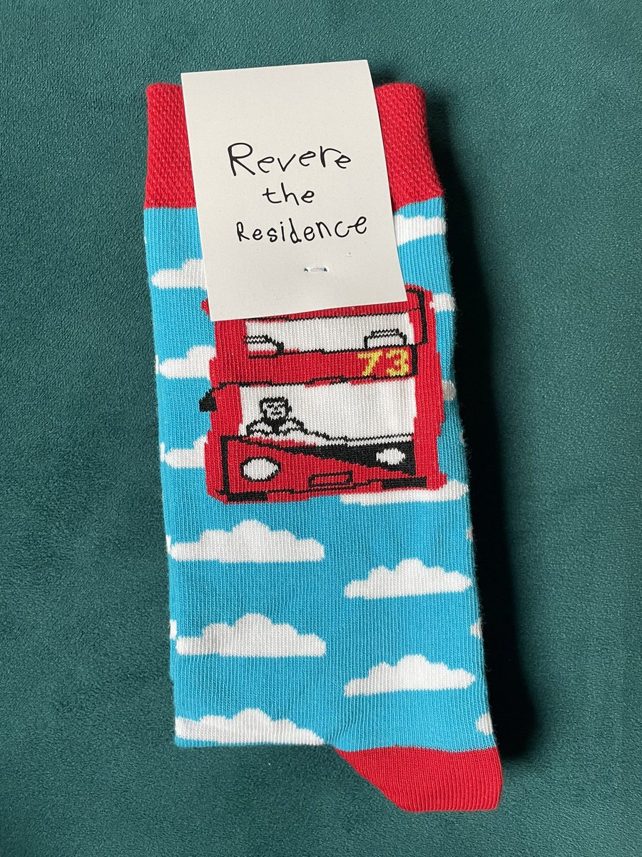kate_revere's tweet photo. What’s your favourite london bus? 
Mine is definitely the number 73.
Socks designed by Lino who is profoundly deaf, learning disability and a photographic memory that helps creates fantastic artwork at Revere. https://t.co/VRkdT6h0H4
