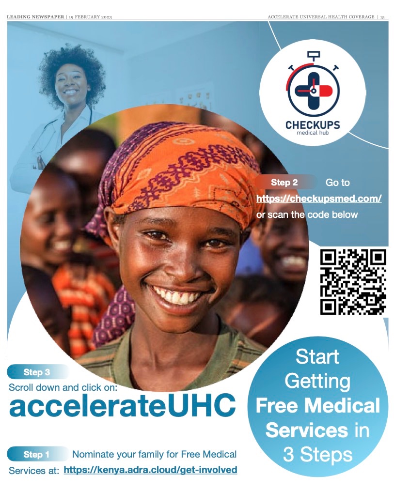 RaHaSolutionsSP's tweet image. STEP 1: Nominate your family for free medical services at kenya.adra.cloud/get-involved
STEP 2: Go to checkupsmed.com or scan code on image below
STEP 3: Scroll down and click accelerateUHC