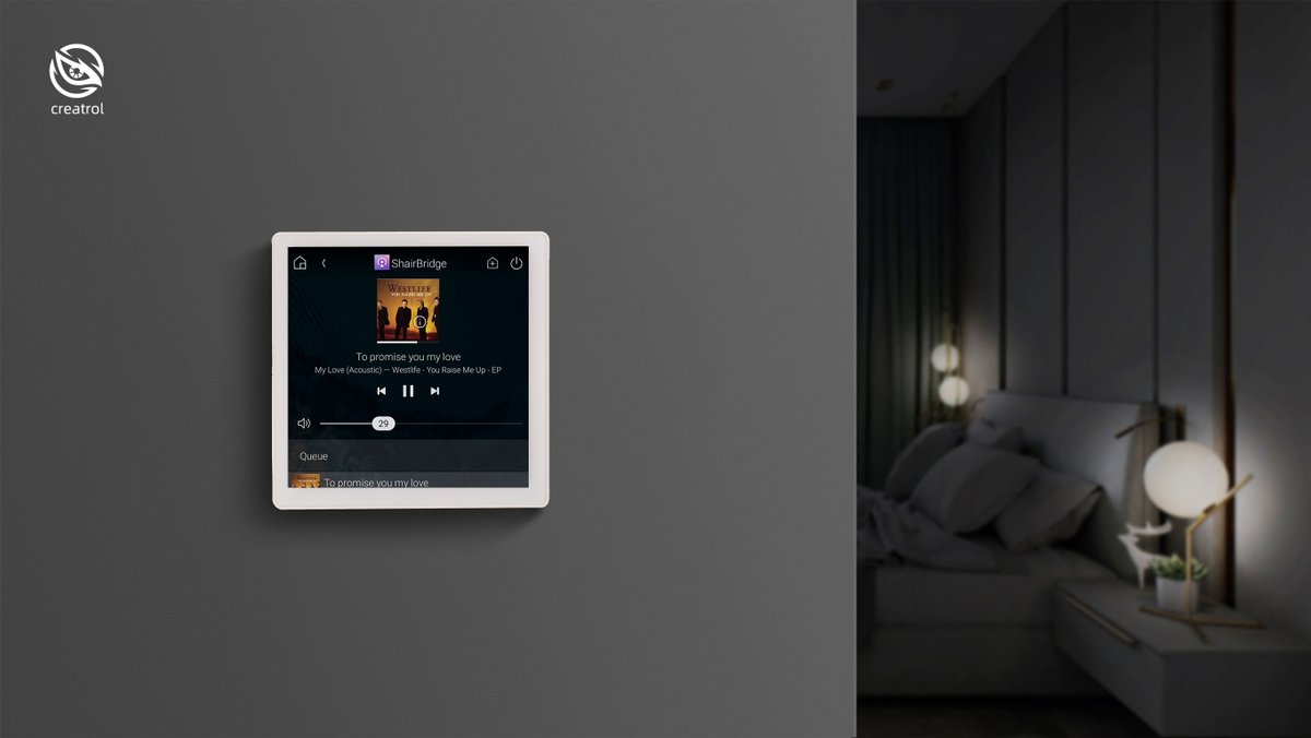 Music and night.Enjoy your smart life with CTL-Wall4 touch panel.#smarthome #touchpanel #control4 #control4_smart_home