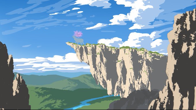 ラフに描く時はベタで描いて構成を決めます!!#背景 #イラスト #練習 