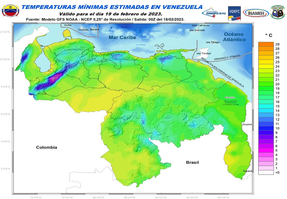 INAMEH's tweet photo. #19Feb #INAMEHInforma Temperaturas Mínimas Estimadas #FelizDomingo https://t.co/DKy4kwb3zU