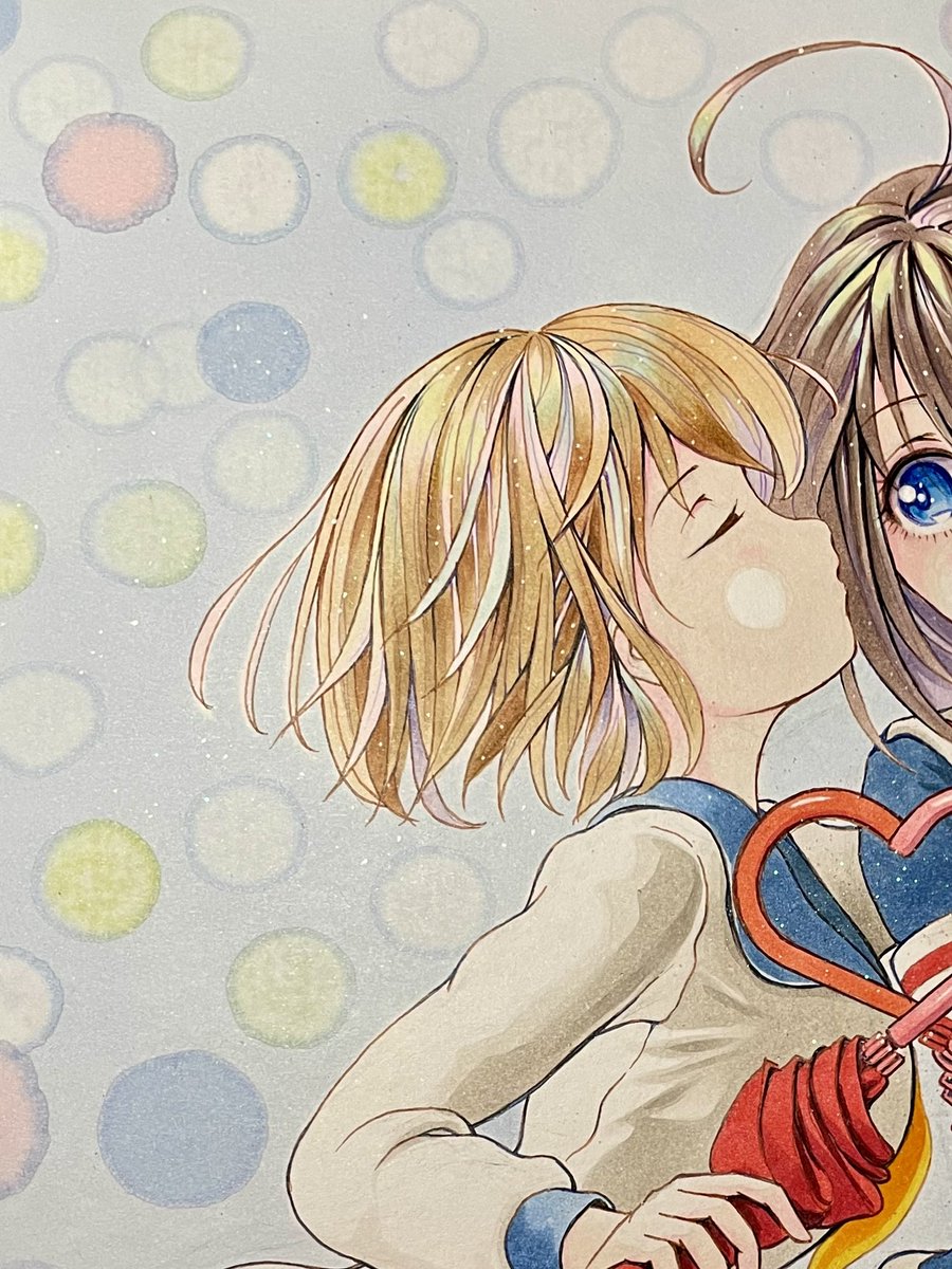 「コピックで背景をムラなく均一に塗るのはとっても難易度が高いのですが…今回は試しに」|おかめのイラスト