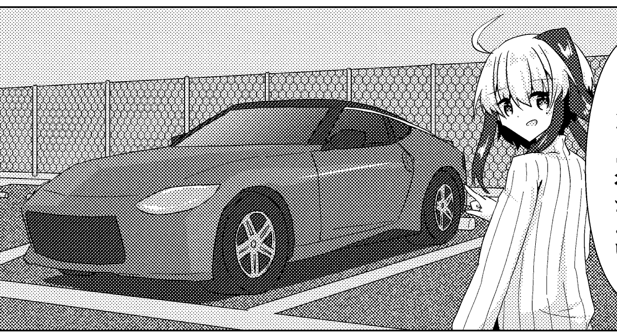 1girl greyscale monochrome car ground vehicle motor vehicle ahoge  illustration images