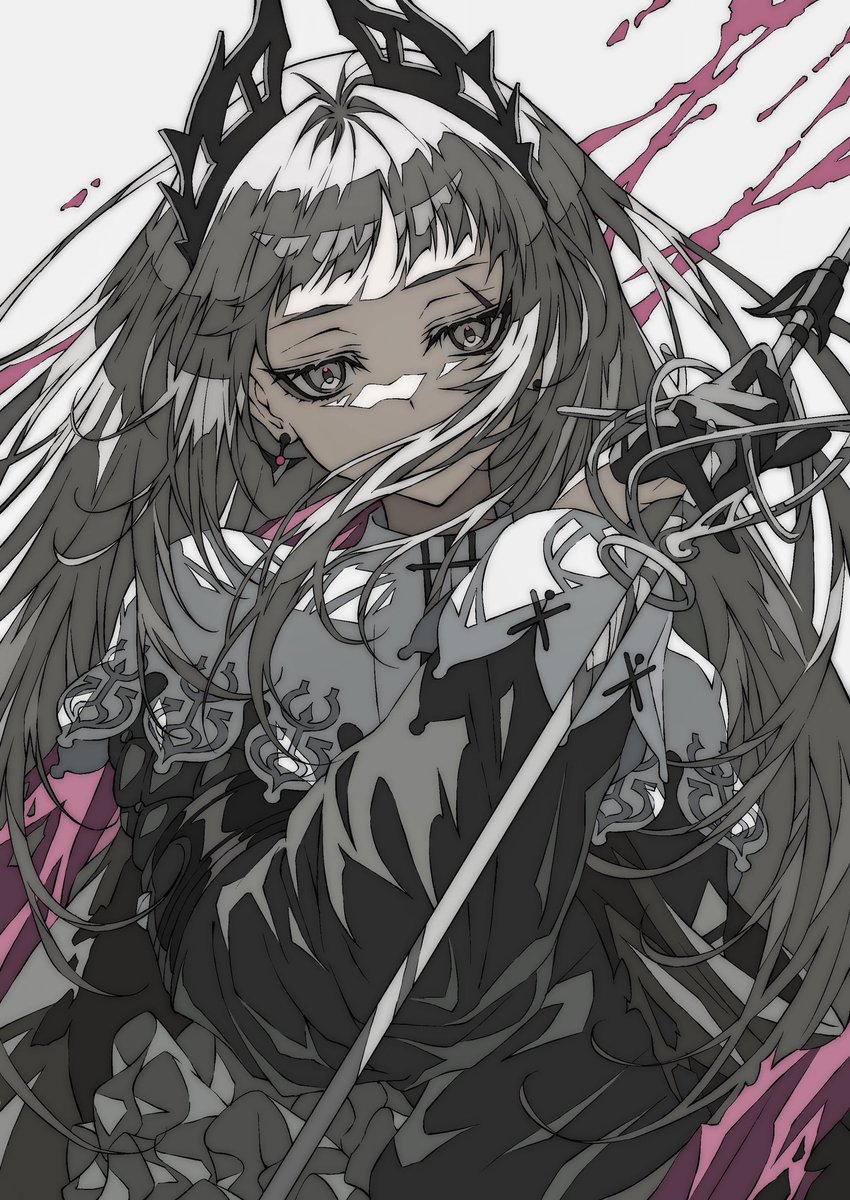 irene (arknights) 1girl solo weapon sword holding rapier long hair  illustration images