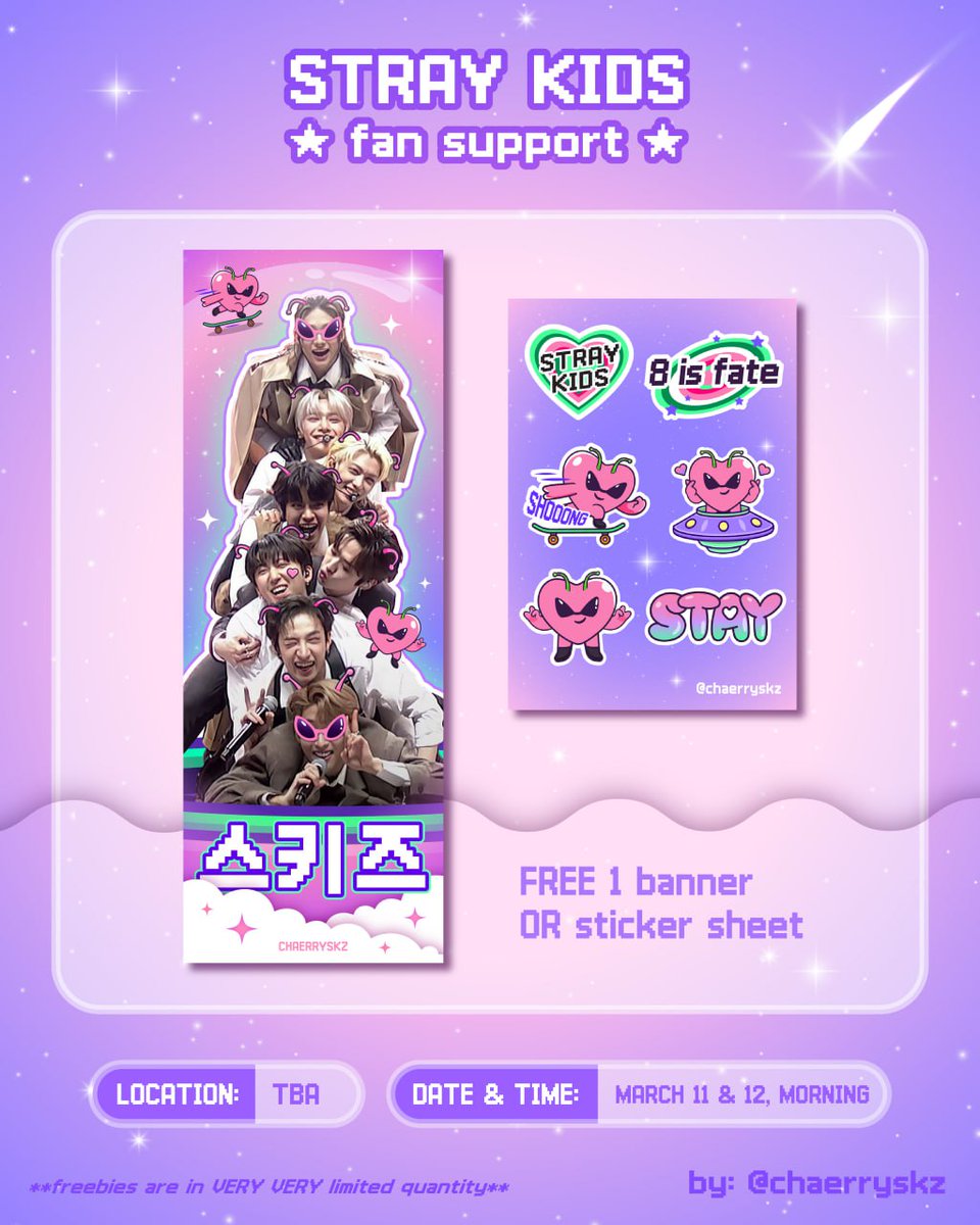 skzungs's tweet photo. 8 IS FATE! 💗

STRAY KIDS FAN SUPPORT by chaerryskz 💫
🗓️MARCH 11 &amp; 12 2023
📍MOA ARENA

★ please follow rules before claiming
★ exact time and loc; tba

#MANIAC_IN_MANILA #MANIACinMNL #SKZinManila2023 #SKZinMNL2023 https://t.co/61WnZ8Un0Z