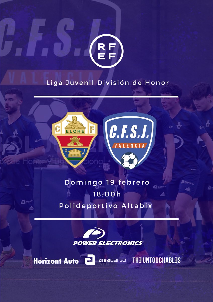 CFSANJOSE's tweet photo. 🔵⚽️ | Elche CF 🆚 JUVENIL A
🗓 Domingo 19 febrero
⏰ 18:00h
🏟 Polideportivo Altabix

#CFSanJosé #CorazónAzul https://t.co/4iS09kdwm8