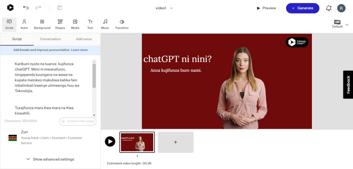 Kuunda videos Kwa kutumia AI avatar softwares
 
Tuone Softwares 5

Utaweza Unda videos bila kuweka picha Yako, kama za matangazo ya

Biashara
Kilimo
Masomo 

Huhitaj kuwa graphics designer Wala IT, au photographer

Sasa, AI avatar software ni Nini?

#Thread
#Retweet
<a href="/Psiteshio1/">P'site Shio</a>