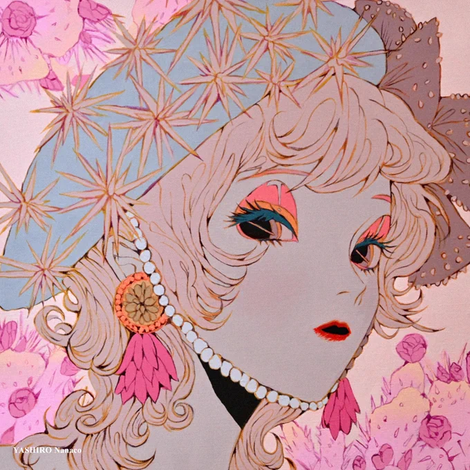 "Cactus"gouache on canvas(S4)キャンバスにアクリルガッシュ 