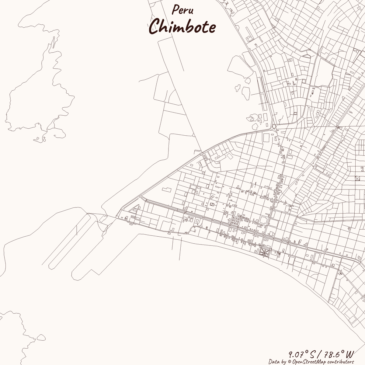 RT @rcityviews: Image of Chimbote, Peru created in #rstats using data from #OpenStreetMap. https://t.co/tTUsIMwRcV