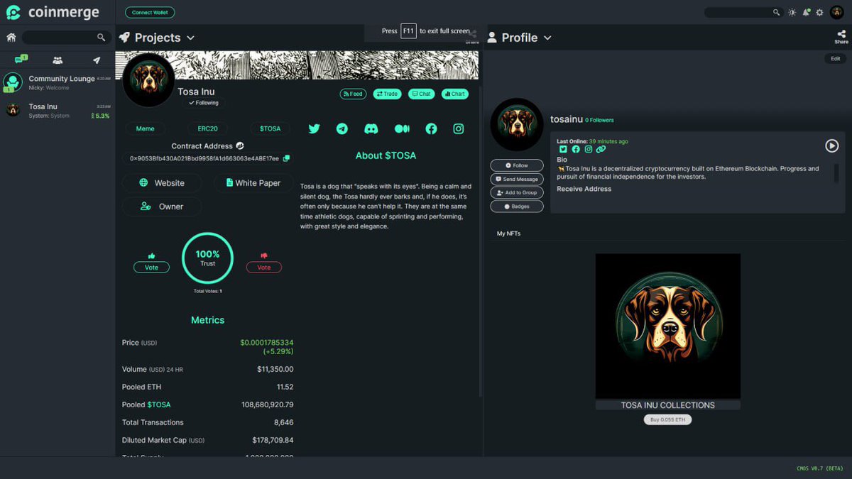Tosa is now on coinmerge platform:

app.coinmerge.io/project/tosa_i… #tosa #tosainu