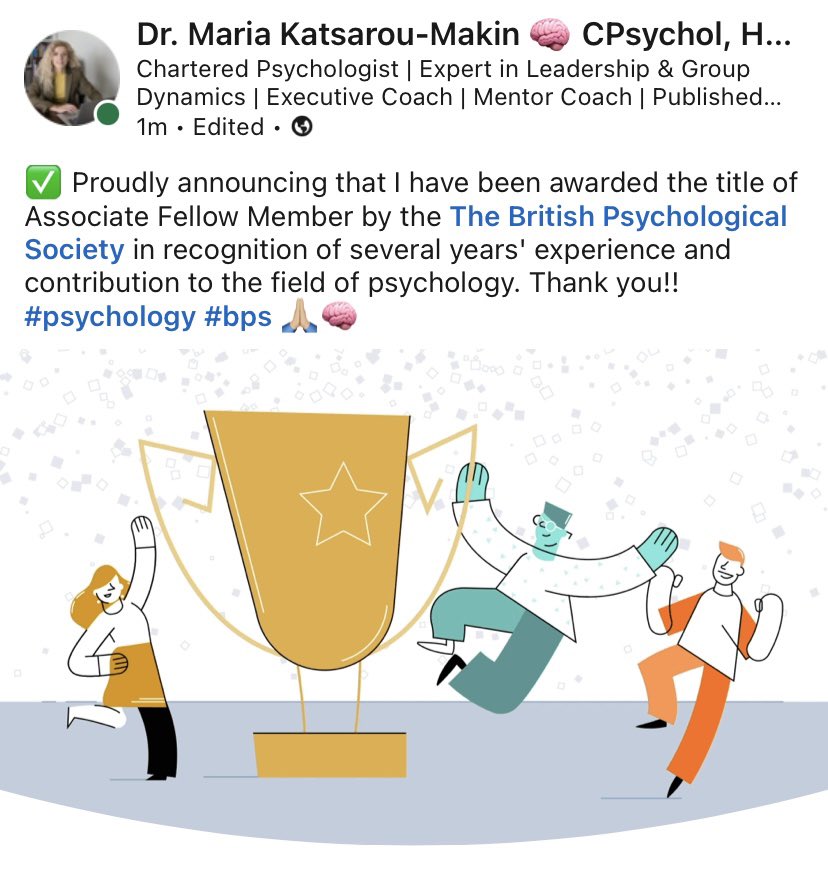 Maria Katsarou-Makin, PsyD, HCPC Reg., PCC tweet media