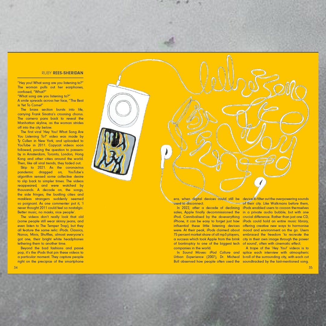 In 2022 Apple finally powered off its iPod. In our latest issue, Ruby Rees-Sheridan considers the role of the little listening device in a recent viral video trend.

Buy here: screentimezine.bigcartel.com/product/issue-…