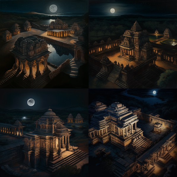 Day 41 of Generative Art:

Vittala Temple in Hampi under moonlight in 17th Century!
 
#generativeart #AIArtwork #midjourneyAi #midjourneyart #midjourneyV4 #AIArtCommuity #AIArtIndianSubject #Karnataka