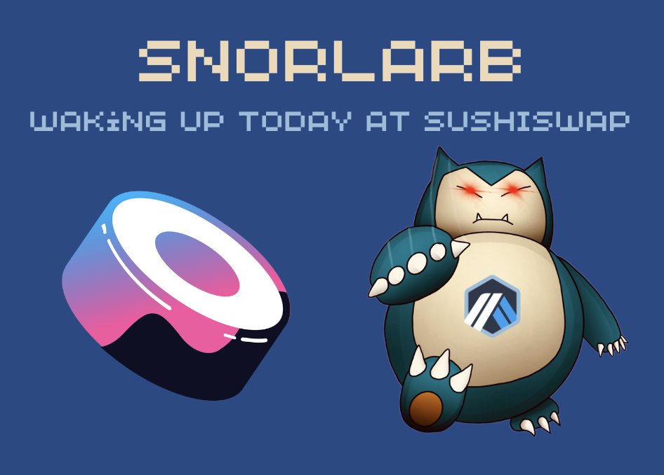snorlarb's tweet photo. We gonna wake the sleeping giant in around 5 hours on SushiSwap 🚀

Snorlarb - Snorlax of Arbitrum 💙

🧡Airdrop event 💙
https://t.co/LK5z0kwFiF

#Arbitrum #Arbitrumtoken @realdogen @ElCryptoDoc @MoonKing___  @Gem_Cryptolife @1MillSaviour https://t.co/GRD82FJoG2