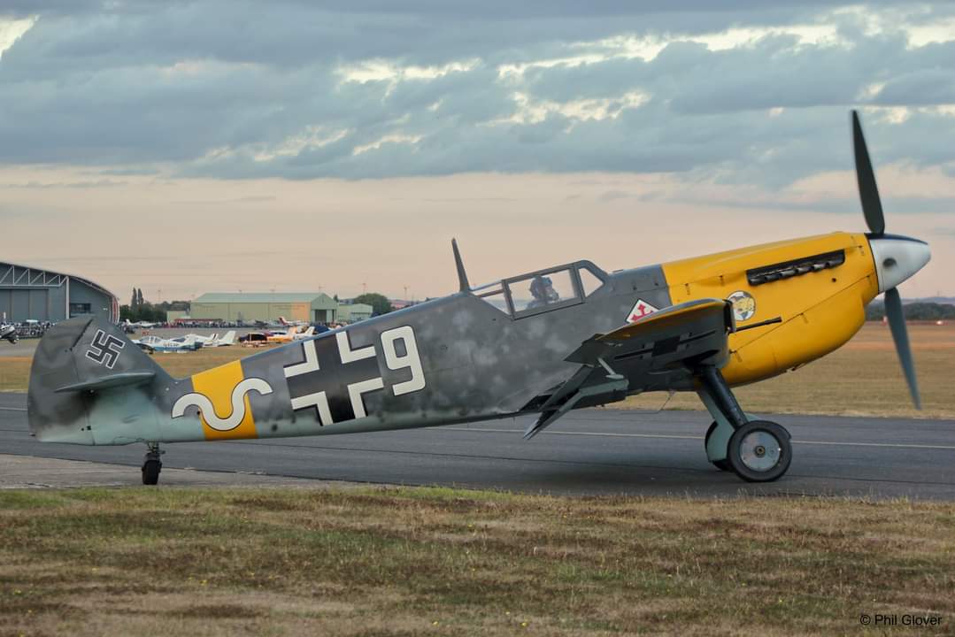 WarbirdLovers's tweet photo. Hispano Buchon appreciation post. The UK airshow circuit is much richer for having these aircraft available. Not just as a representative of the 109 at events, but as a fascinating type in its own right. #warbirdlovers #avgeeks #warbirds #me109 #hispano #buchon #airshows #ha1112 https://t.co/jVGBqosX41