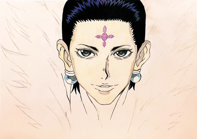 今日はここまで進みました#HUNTER×HUNTER#クロロ#団長#色鉛筆#模写 