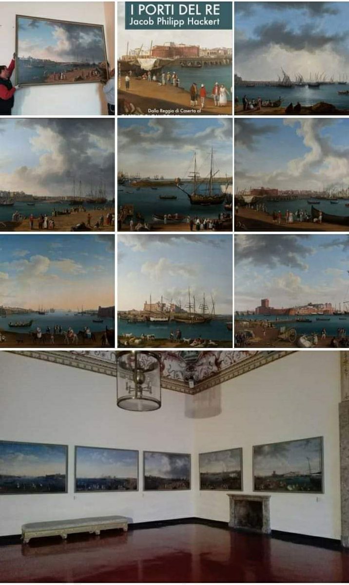 VillaPer's tweet photo. I nove porti dipinti da Philipp Hackert abbellivono le pareti della terza anticamera e della stanza lunga con divani della Favorita di Resina oggi Ercolano, l'intera serie fu trasf alla Reggia di Caserta a seguito della dismissione nel 1879
#StoriadiErcolanoeResina 
#cultura 
#ve https://t.co/5S6etxo0XM