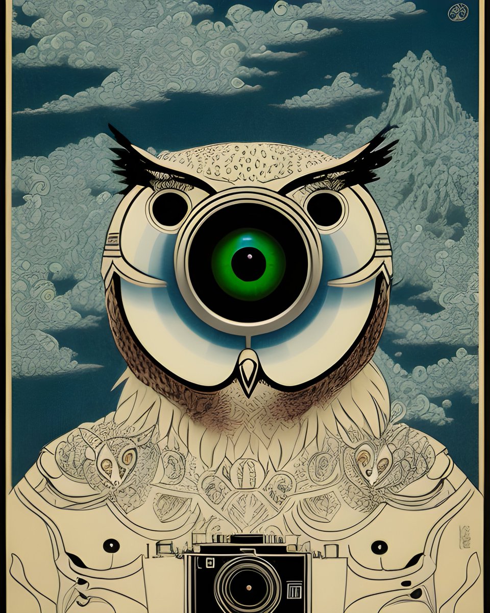 DigitallySaad's tweet photo. Paparazzi Owl! https://t.co/dcAkm4BXpS via @opensea 
#opensea #nft #digitalart #weirdart #art https://t.co/o1V9v2l6ZI