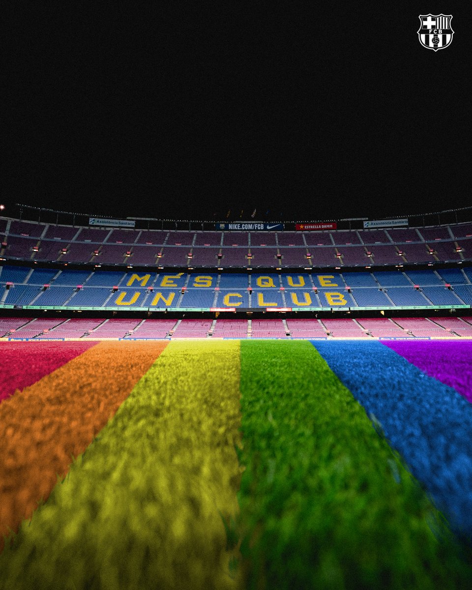 FCBarcelona's tweet photo. Coinciding with the International Day against LGTBI phobia in Sport, FC Barcelona condemns any act of discrimination due to sexual orientation or gender identity and supports the role of sports in building a more diverse and inclusive society.  🏳️‍🌈 + COMMITMENT + BARÇA https://t.co/0cg6WRgtvh