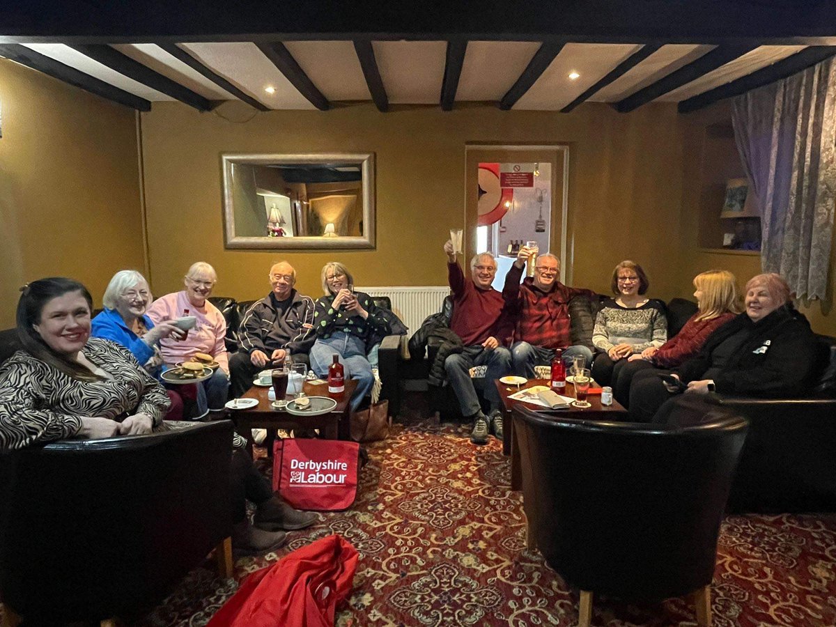 BolsoverLabour's tweet photo. Great day out on the doorstep with Natalie Fleet, our Parliamentary Candidate and Jane and Kathy, our District candidates in Tibshelf yesterday. 

Those great conversations were followed by some great food and drink at the Shoulder at Hardstoft! 🌹 https://t.co/hjIYMOpgTr
