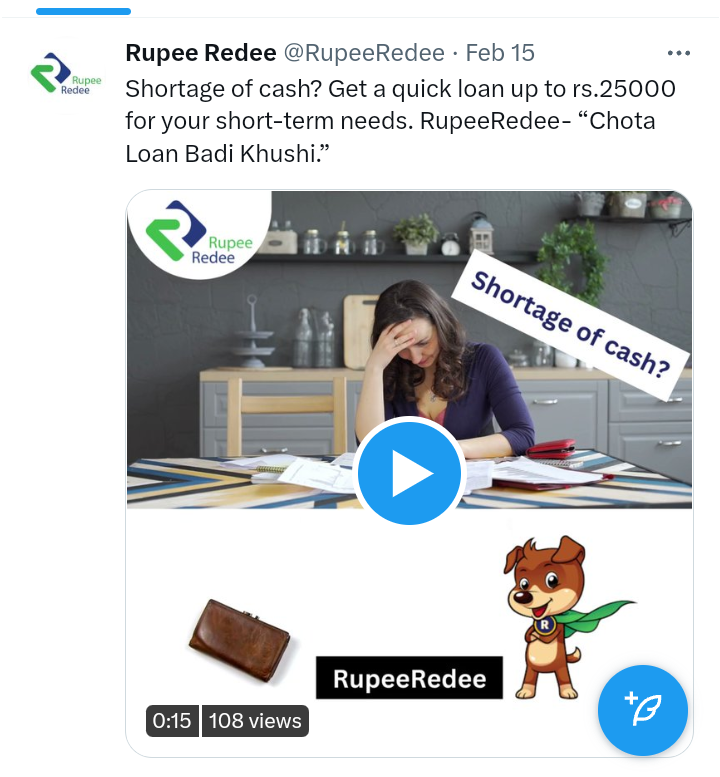 <a href="/RupeeRedee/">Rupee Redee</a> aaplog ko jb loan dena hi nhi tb aisa advertisement q krte rehte h....aaplog se ek application abhi tk sahi nhi hua h ...aur bas advertisement krte rehna h....😠😠