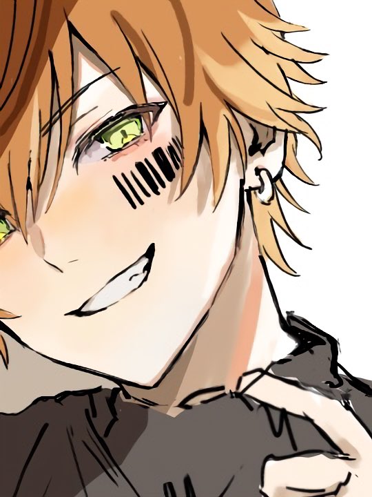 1boy male focus solo smile green eyes orange hair looking at viewer  illustration images