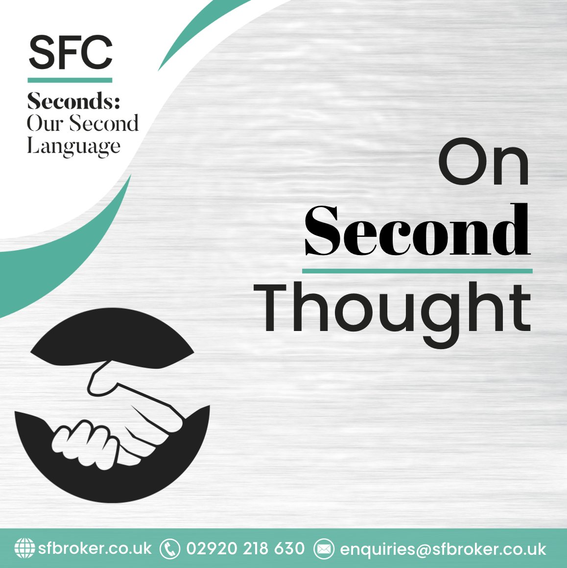 sfbroker1's tweet photo. On second thought… 

Let's work together to meet the second charge needs of your client when you lack the time or expertise to do so. You can rest assured that your client is trusted with us as we adhere to a strict no-cross-sell policy. https://t.co/AZHZExrL1q