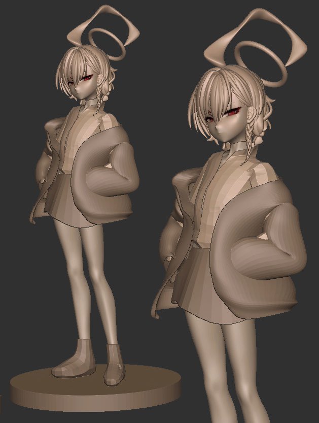 badayyj's tweet photo. 服のシワとかはこんな感じで作ってます。

完成まで半分くらいは進んでるかな？

#美甘ネル
#ネル
#ブルアカ  
#BlueArchive https://t.co/xIq4jO6Y66