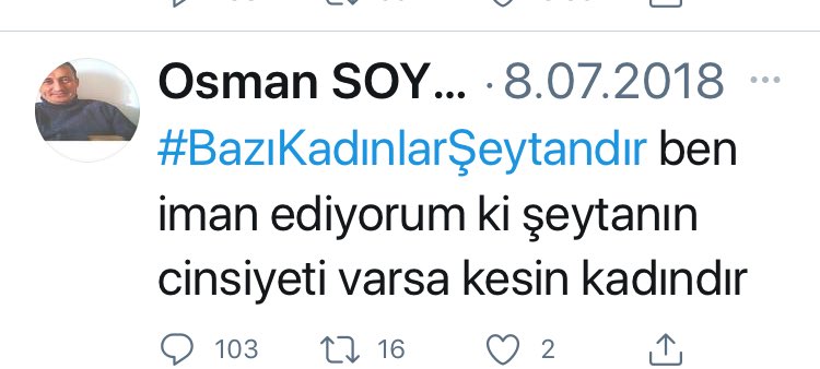 @elfid_a @FenerliPapatya @anastasios_61 @soydas06 Ben daha da abartıp 
Bit twitini daha paylaşayım...
Yaratık,5 senede bir nefret dolu twit atan bir kadın düşmanı.
Yarın 3. sayfa haberi olsa şaşırmayız...
İfşa edilmeli.