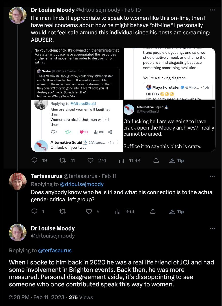 Genderwang's tweet photo. @Concreteisland2 Back in 2019 was a member of the trans+GC #TransRational gang so picked up a lot of GC followers.
JCJ's AGP buddy? Abusive TRA hit-man for the "Brighton Feminists" / "Actual Gender Critical Left" or just AGP gone feral MRA? ๐คทโโ๏ธ https://t.co/jE5UHxK4F8