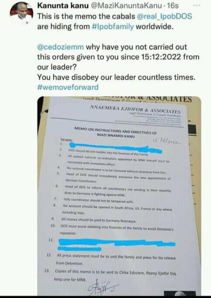 Ezepatricktwit1's tweet image. Why Did @MaziKanuntaKanu Covered No.1/11 Orders From MNK For The First Place Even Though We All Know That The Directorate Of Saboteurs "DOS" Are Crïmînæls? Also @simon_ekpa You Must Make What Is Written In No.11 To The Public Too. Why Are You People Hiding It? I Hate This!!!