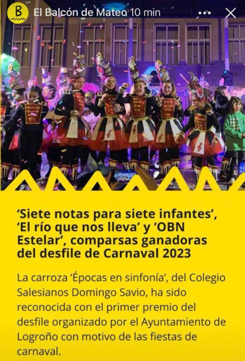ceipOBN's tweet photo. 3er Premio en el #Carnaval2023 

Enhorabuena a todos por vuestro trabajo y esfuerzo. Una recompensa merecida por el gran grupo que hacéis.

'OBN Estelar' 

Las familias del Obispo Blanco también se implican. #haciendocole #orgullodecole https://t.co/M5t8MuXEAe