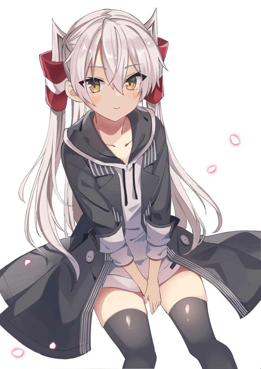 amatsukaze (kancolle) 1girl solo thighhighs long hair two side up hair tubes black thighhighs  illustration images